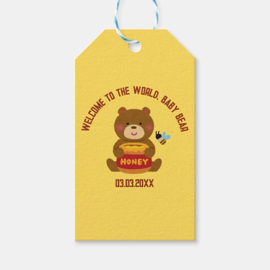 Schattige Beer Theme Boy Baby shower Gift Labels Cadeaulabel (Voorkant)