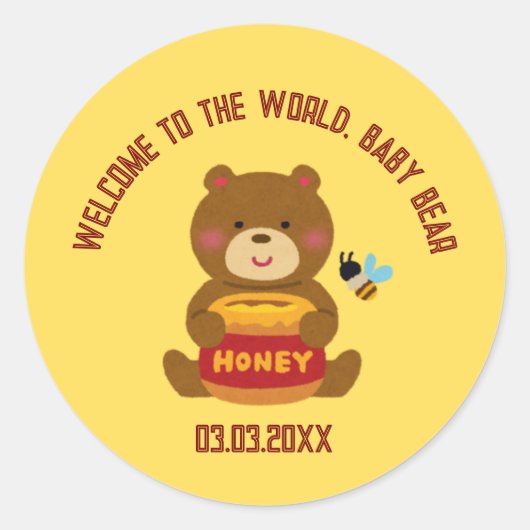 Schattige Beer Theme Boy Baby shower Ronde Sticker (Voorkant)