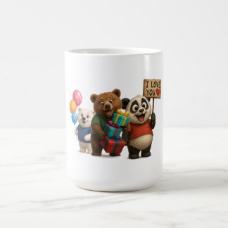 Schattige Beer Trio Mok – Panda met "Ik hou van je