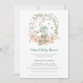 Schattige Beer  Turquoise Virtual Baby shower Kaart (Voorkant)