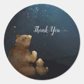 Schattige Beer Twinkle Little Star Dank u Ronde Sticker (Voorkant)