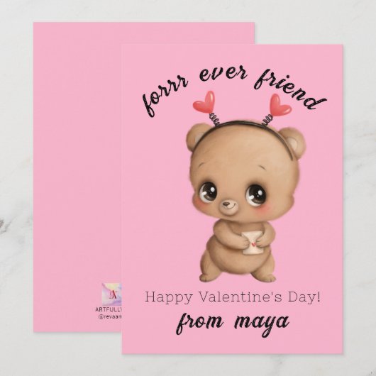 Schattige beer Valentijnskaart klas Feestdagenkaart (Voorkant / Achterkant)