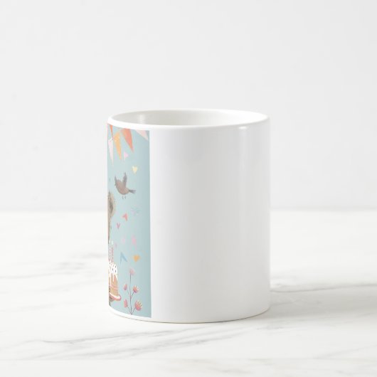 Schattige Beer Verjaardag Mok, Verjaardagscadeau v Koffiemok (Center)