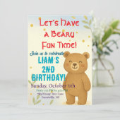 Schattige Beer verjaardagsfeestje voor kinderen Kaart (Staand voorkant)