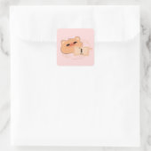 Schattige Beer Verliefd Vierkante Sticker (Tas)