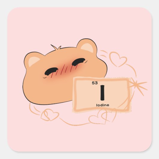 Schattige Beer Verliefd Vierkante Sticker (Voorkant)