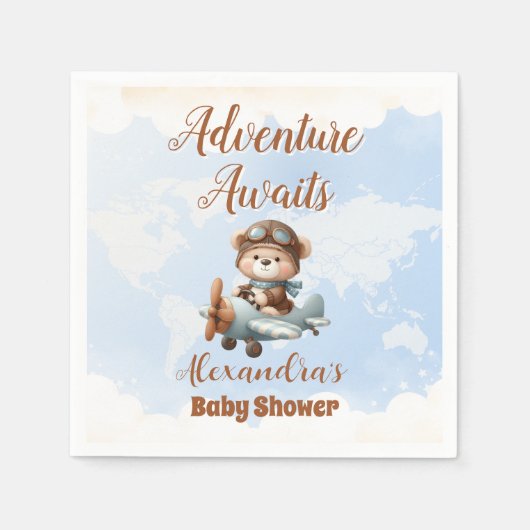 Schattige Beer vliegavontuur begint Servet (Voorkant)