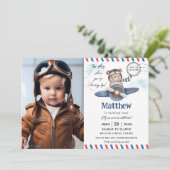 Schattige Beer vliegtijd vliegt één 1e verjaardag  Kaart (Staand voorkant)