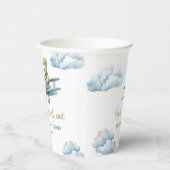 Schattige Beer Vliegtuig Blue Boy Baby shower Papieren Bekers (Rechts)