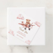 Schattige Beer Vliegtuig Roze Meisje Baby shower B Bedankjes Labels (In situ)