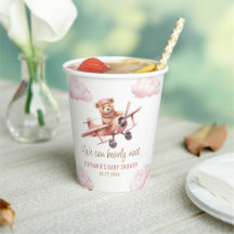 Schattige Beer Vliegtuig Roze Meisje Baby shower