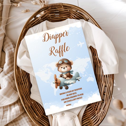 Schattige Beer vliegtuigavontuur begint met diappe Informatiekaartje