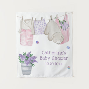 Schattige Beer Wasdag Aquarel Baby Shower Wandkleed