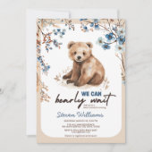 Schattige beer waterverf jongen baby shower uitnod kaart (Voorkant)