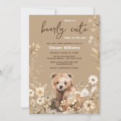 Schattige beer waterverf jongen baby shower uitnod kaart (Voorkant)
