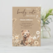 Schattige beer waterverf jongen baby shower uitnod kaart (Staand voorkant)