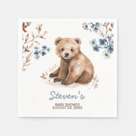 Schattige beer waterverf jongen baby shower uitnod servet