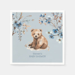 Schattige beer waterverf jongen baby shower uitnod servet