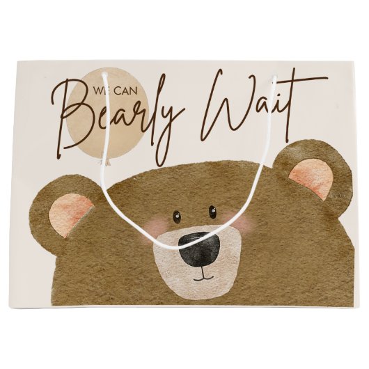 Schattige Beer We kunnen nauwelijks wachten op gen Groot Cadeauzakje (Voorkant)