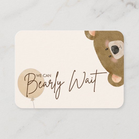 Schattige Beer We kunnen nauwelijks wachten op gen Informatiekaartje (Achterkant)