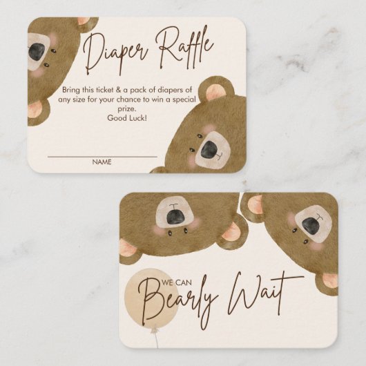 Schattige Beer We kunnen nauwelijks wachten op gen Informatiekaartje (Voorkant / Achterkant)