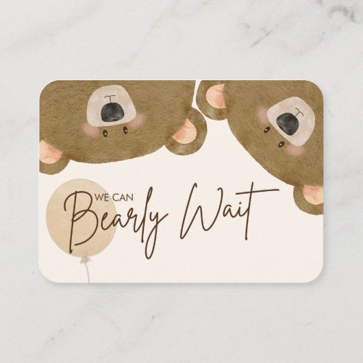 Schattige Beer We kunnen nauwelijks wachten op gen Informatiekaartje (Achterkant)