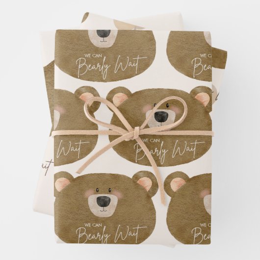 Schattige Beer We kunnen nauwelijks wachten op gen Inpakpapier Vel (In situ)