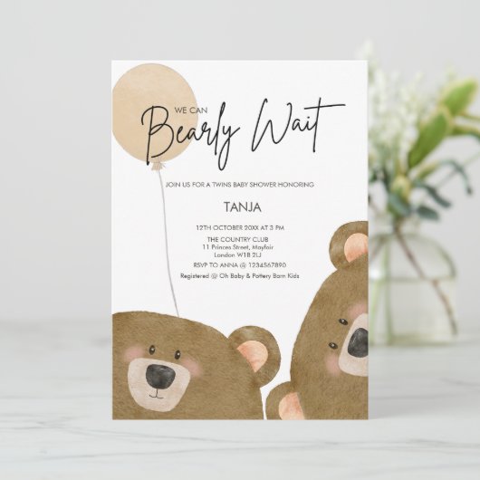 Schattige Beer We kunnen nauwelijks wachten op gen Kaart (Staand voorkant)