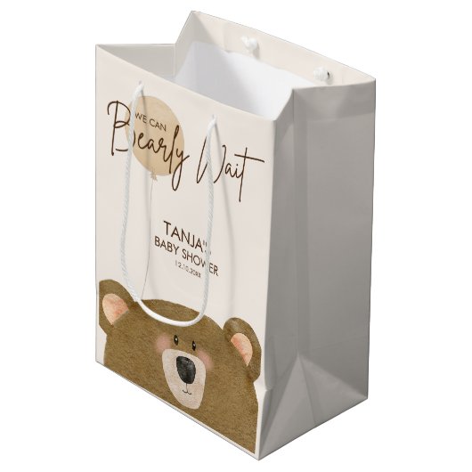 Schattige Beer We kunnen nauwelijks wachten op gen Medium Cadeauzakje (Voorkant Gekanteld)