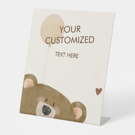 Schattige Beer We kunnen nauwelijks wachten op gen Reclamebord Met Voetstuk