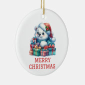 Schattige Beer Welp Kerstmis Keramisch Ornament (Rechts)