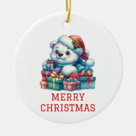 Schattige Beer Welp Kerstmis Keramisch Ornament