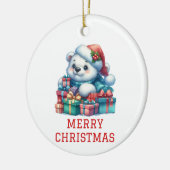 Schattige Beer Welp Kerstmis Keramisch Ornament (Links)