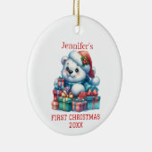 Schattige Beer Welp Kerstmis Keramisch Ornament (Rechts)