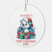 Schattige Beer Welp Kerstmis Keramisch Ornament (Links)