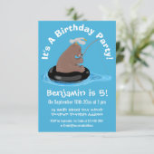 Schattige beer welp vissen cartoon Verjaardag Kaart (Staand voorkant)