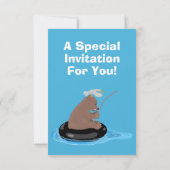 Schattige beer welp vissen cartoon Verjaardag Kaart (Achterkant)