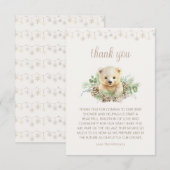 Schattige Beer welp wintergroen Baby shower Bedankkaart (Voorkant / Achterkant)
