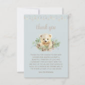 Schattige Beer welp wintergroen blauw jongetje Bab Bedankkaart (Voorkant)