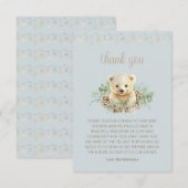 Schattige Beer welp wintergroen blauw jongetje Bab Bedankkaart (Voorkant / Achterkant)