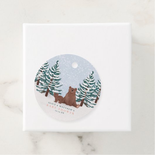 Schattige Beer Winter Baby shower Favoriet Bedankjes Labels (In situ)