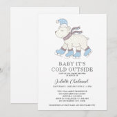 Schattige Beer Winter Baby shower Kaart (Voorkant / Achterkant)