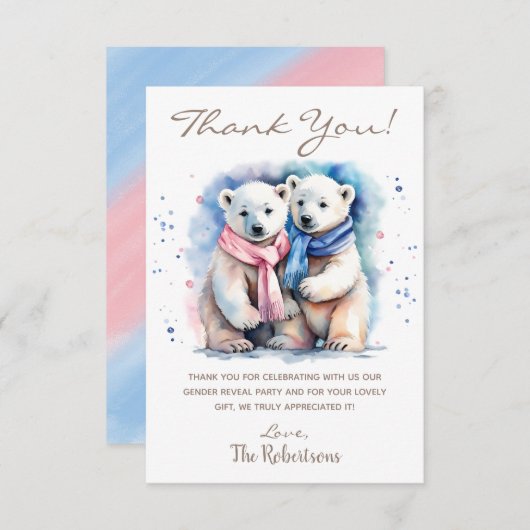 Schattige Beer Winter Dier Geslacht Onthullen Part Bedankkaart (Voorkant / Achterkant)