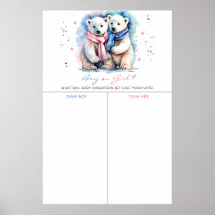 Schattige Beer Winter Gender Onthullen Gegoten Uw  Poster
