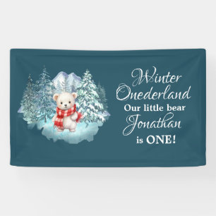 Schattige Beer Winter Onederland 1e verjaardagsfee Spandoek
