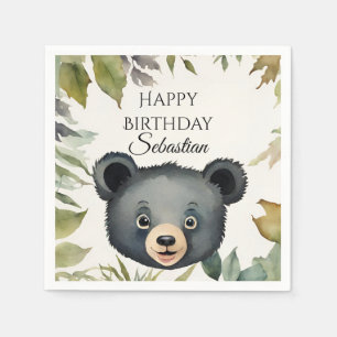 Schattige Beer Woodland Animal Birthday Party Servet