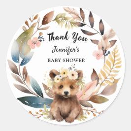 Schattige Beer Woodland Baby shower Ronde Sticker