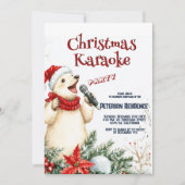 Schattige Beer Zingende Kerst Karaoke Party Kaart (Voorkant)