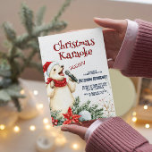 Schattige Beer Zingende Kerst Karaoke Party Kaart