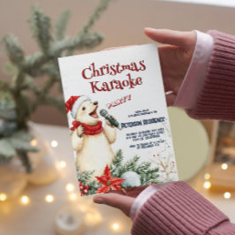 Schattige Beer Zingende Kerst Karaoke Party Kaart